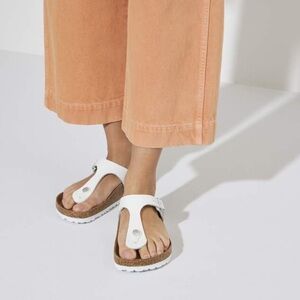 Birkenstock Gizeh White Toe-Post Sandals with Cork Footbed